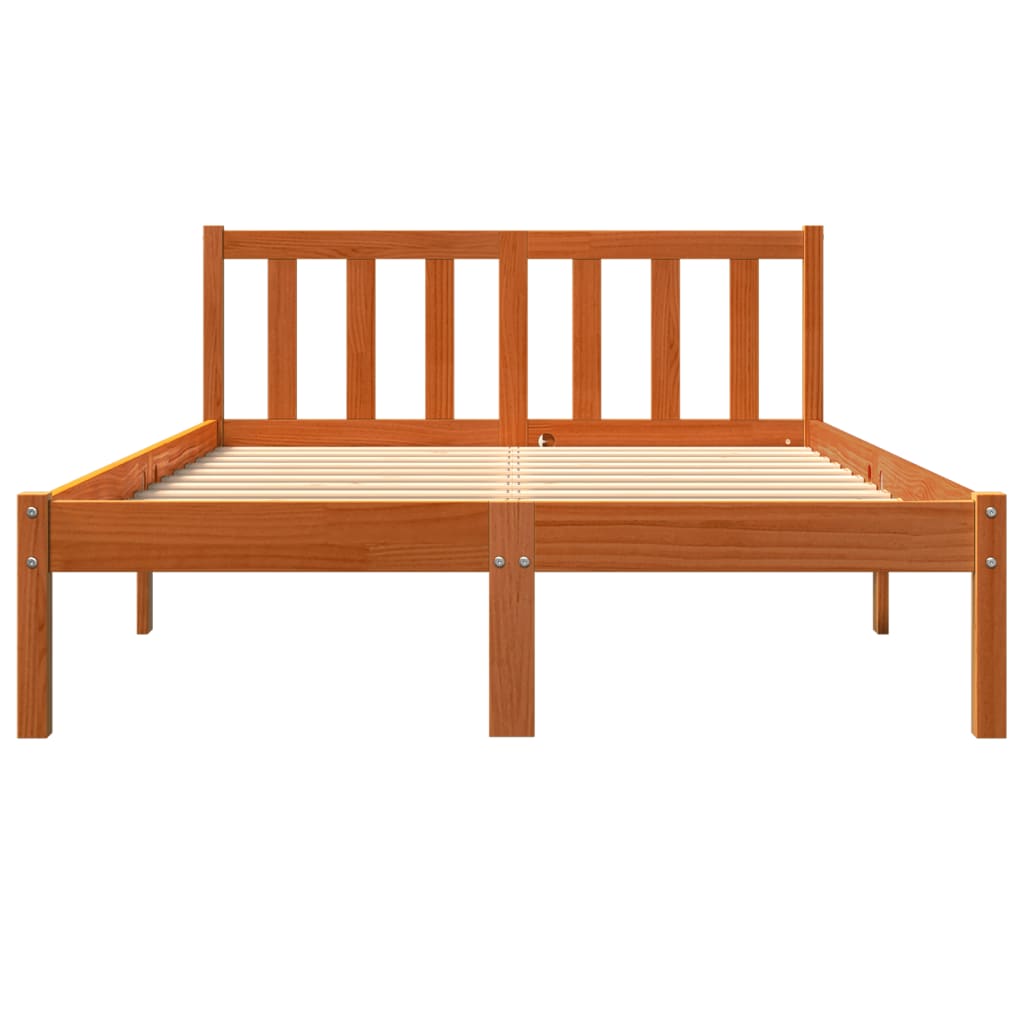 Estructura de cama sin colchón madera maciza marrón 135x190 cm - Vetonek