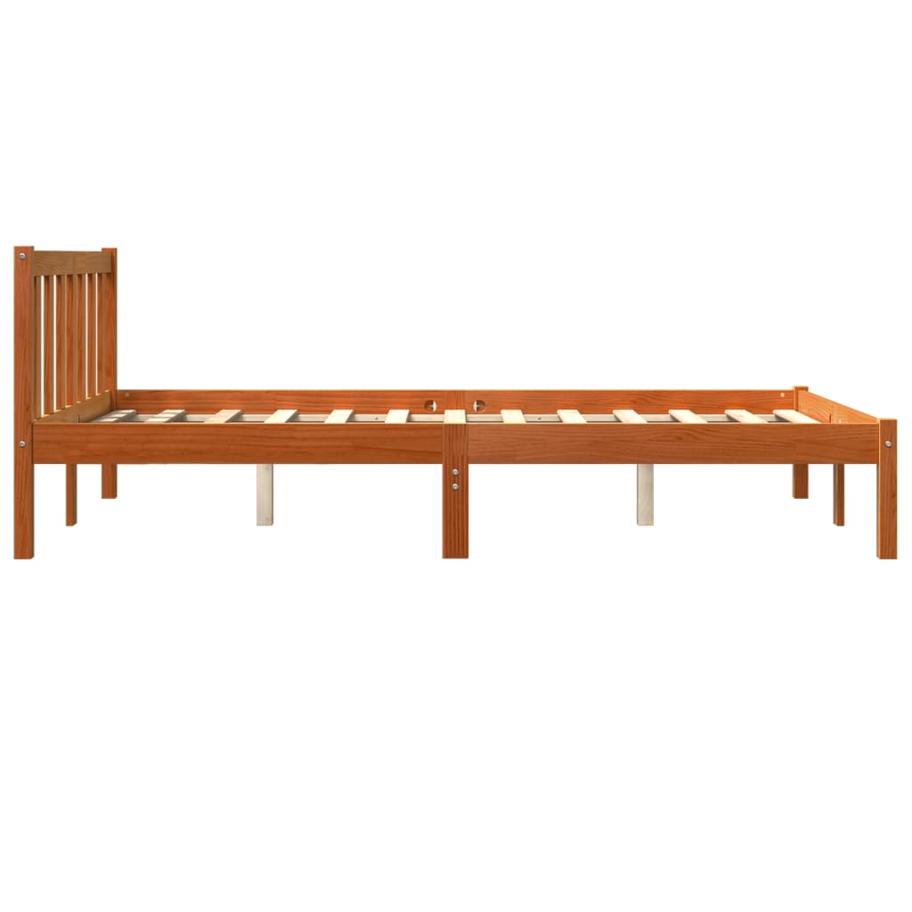 Estructura de cama sin colchón madera maciza marrón 135x190 cm - Vetonek