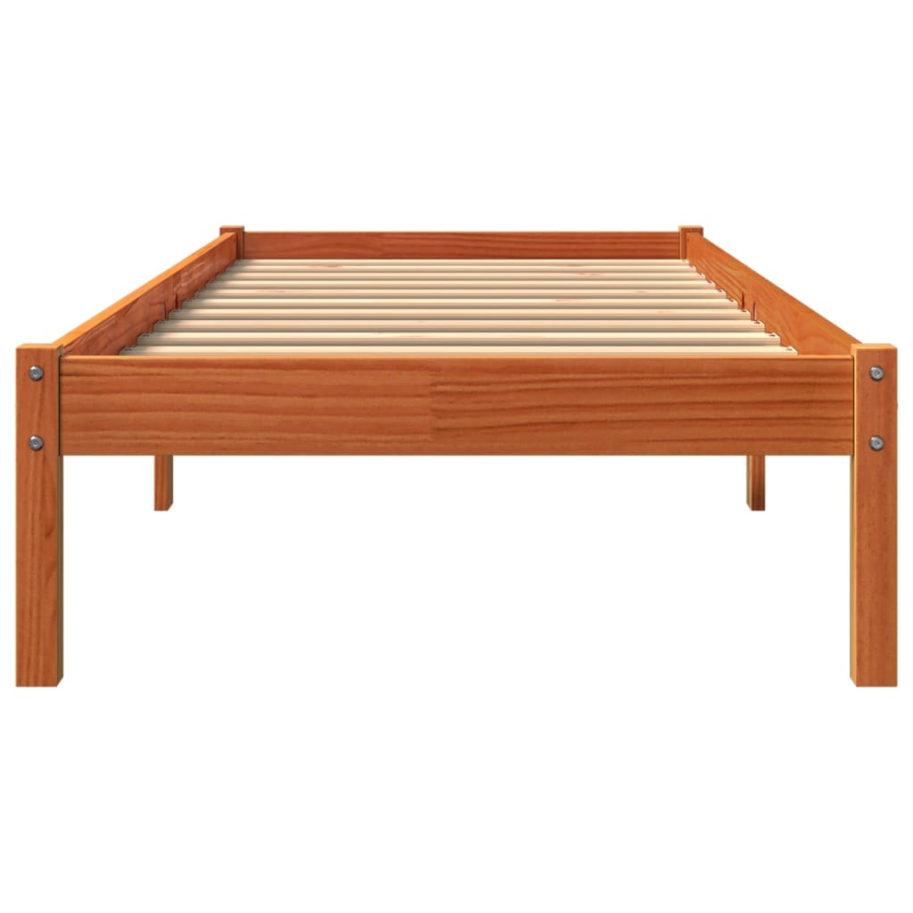 Estructura de cama sin colchón madera maciza marrón 75x190 cm v6520 - Vetonek