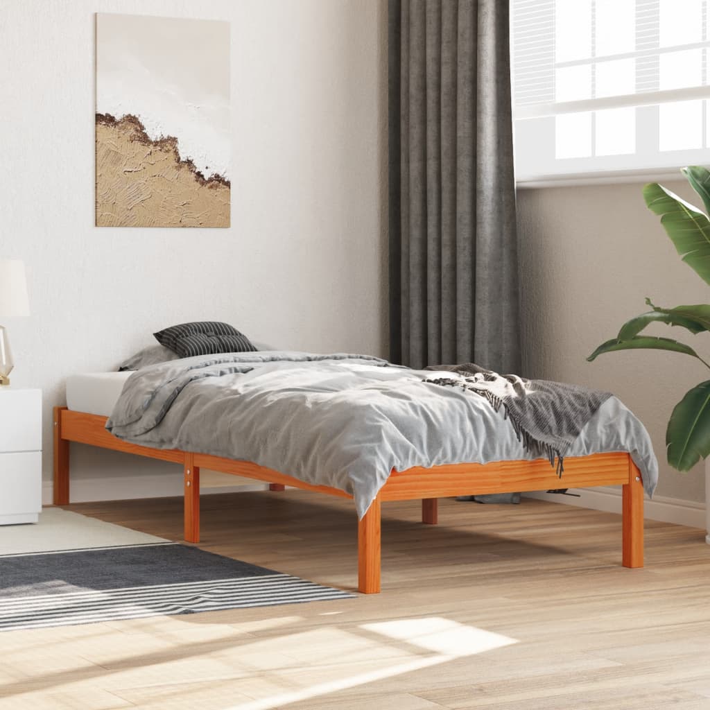 Estructura de cama sin colchón madera maciza marrón 75x190 cm v6520 Vetonek