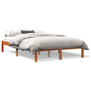 Vetonek Estructura de cama sin colchón madera maciza marrón 135x190 cm