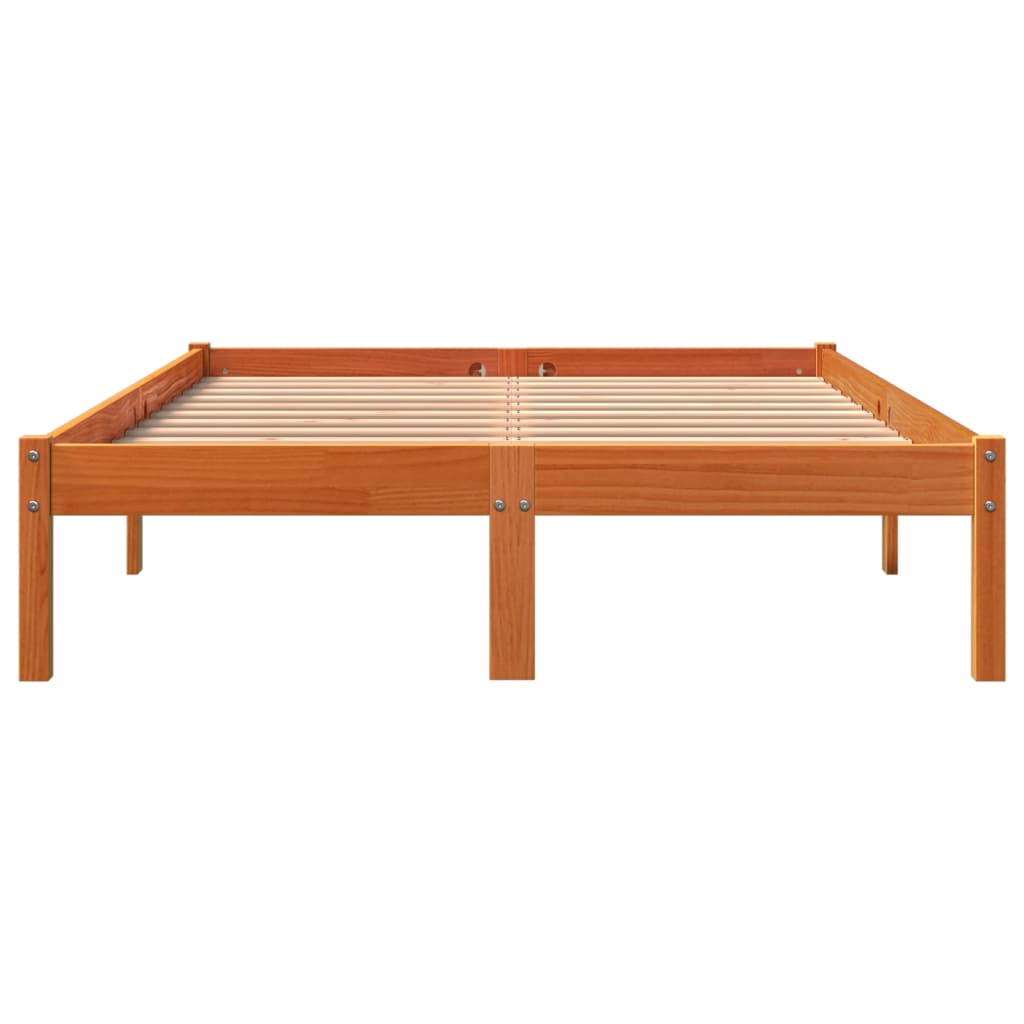 Estructura de cama sin colchón madera maciza marrón 135x190 cm v6612 - Vetonek