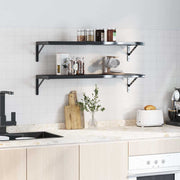 Suportes de prateleira 4 peças aço inoxidável preto 30x2,5x15,5 cm V8968 Vetonek