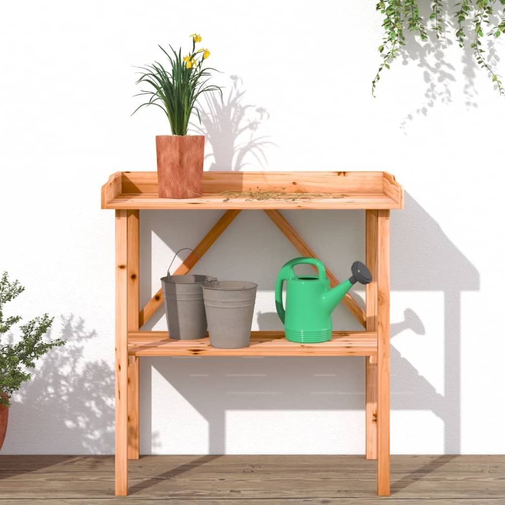 Mesa para plantas con estante madera abeto marrón 78x38x82,5 cm