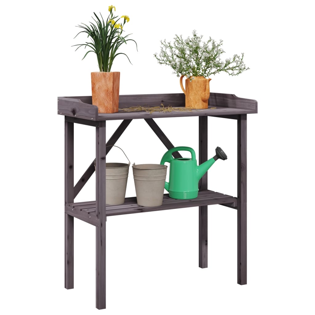 Vetonek Mesa para plantas con estante madera abeto gris 78x38x82,5 cm