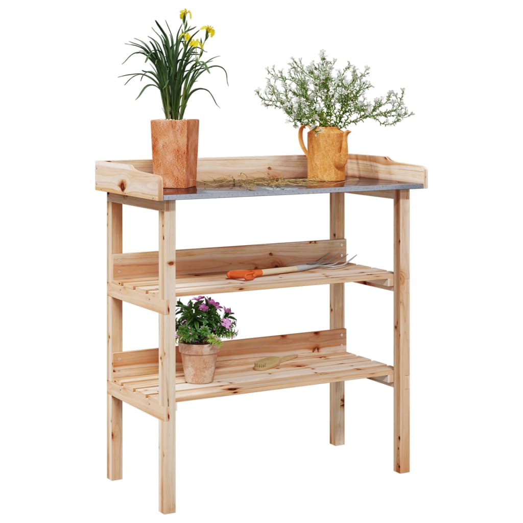 Vetonek Mesa para plantas con estantes madera maciza abeto 78x38x82,5cm