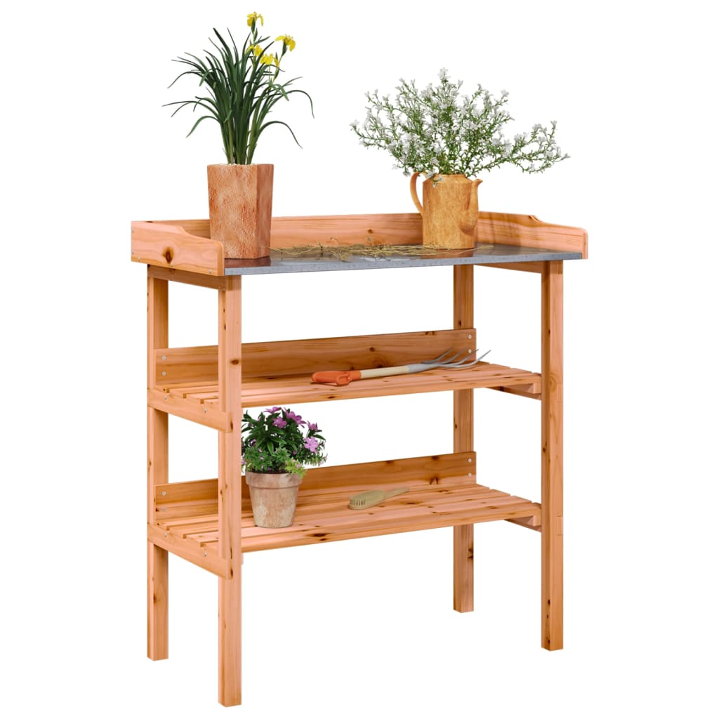 Vetonek Mesa para plantas con estantes madera abeto marrón 78x38x82,5cm