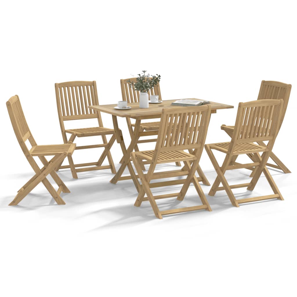 Vetonek Juego de comedor para jardín 7 piezas madera maciza acacia