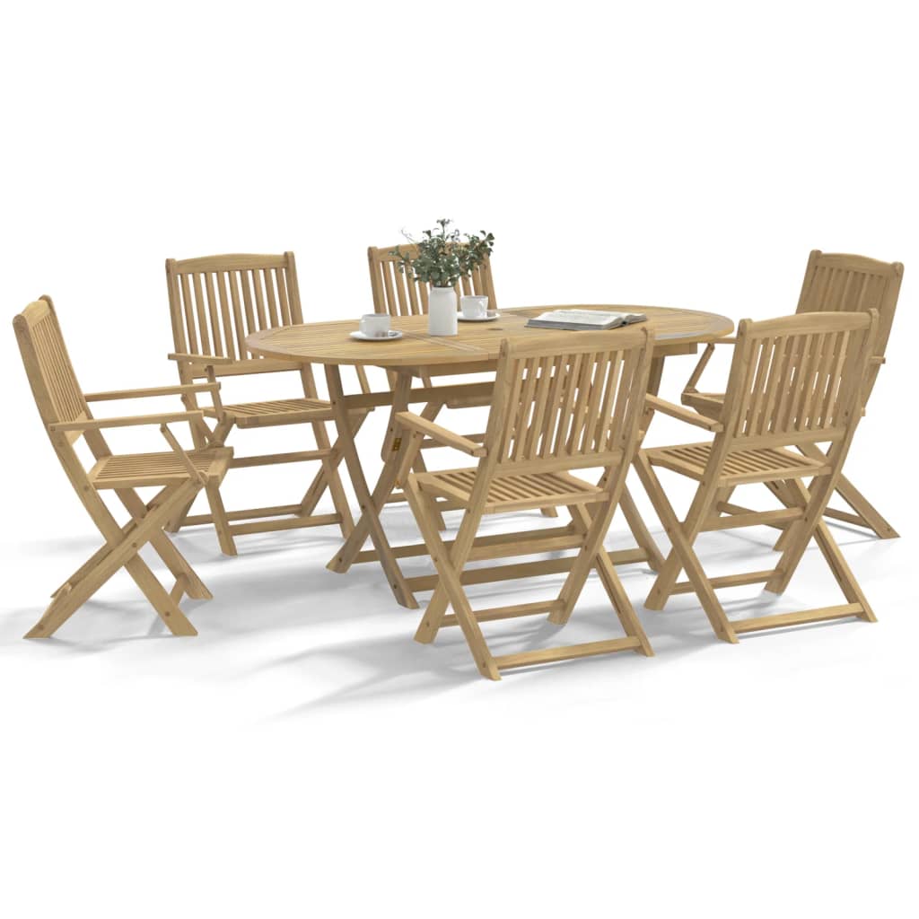 Vetonek Juego de comedor para jardín 7 piezas madera maciza acacia