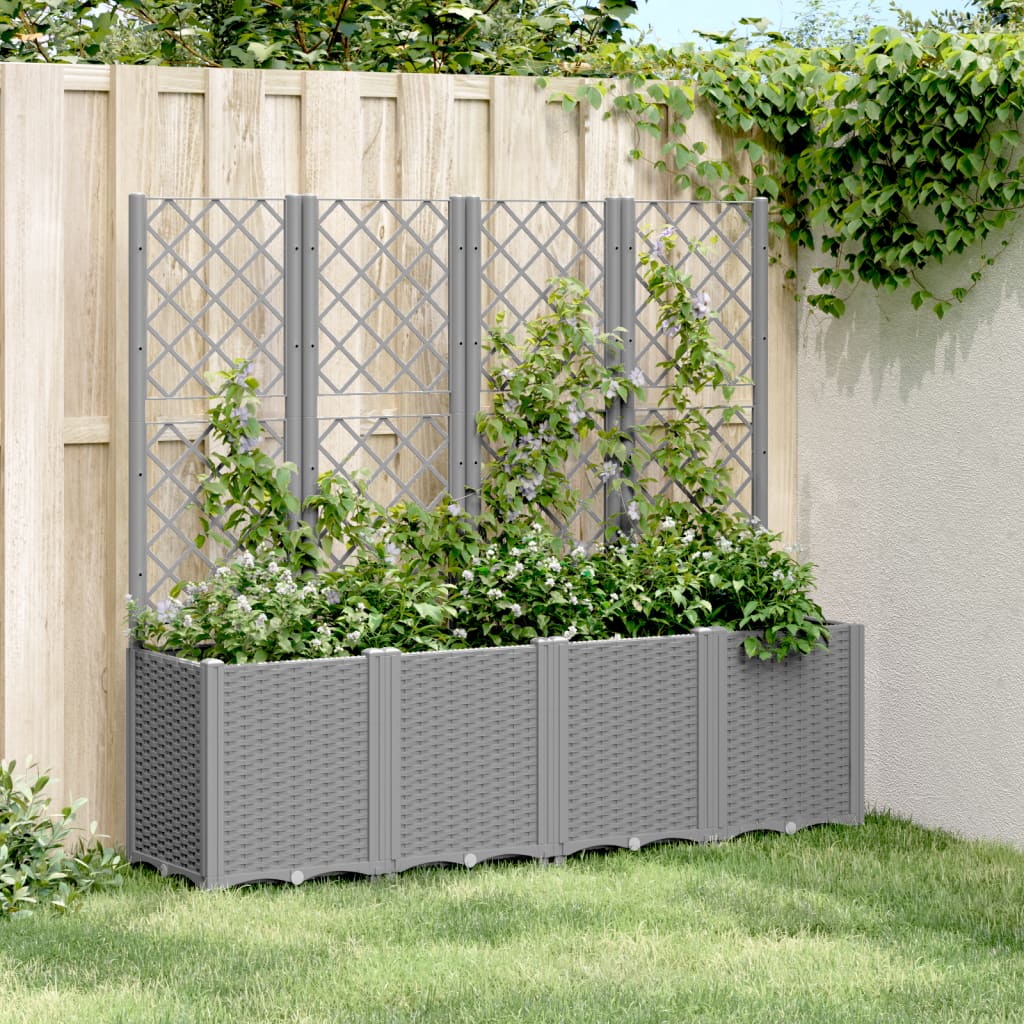 Vetonek Jardinera con enrejado PP gris claro 160x40x140 cm