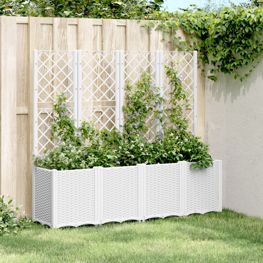 Vetonek Jardinera con enrejado PP blanco 160x40x140 cm