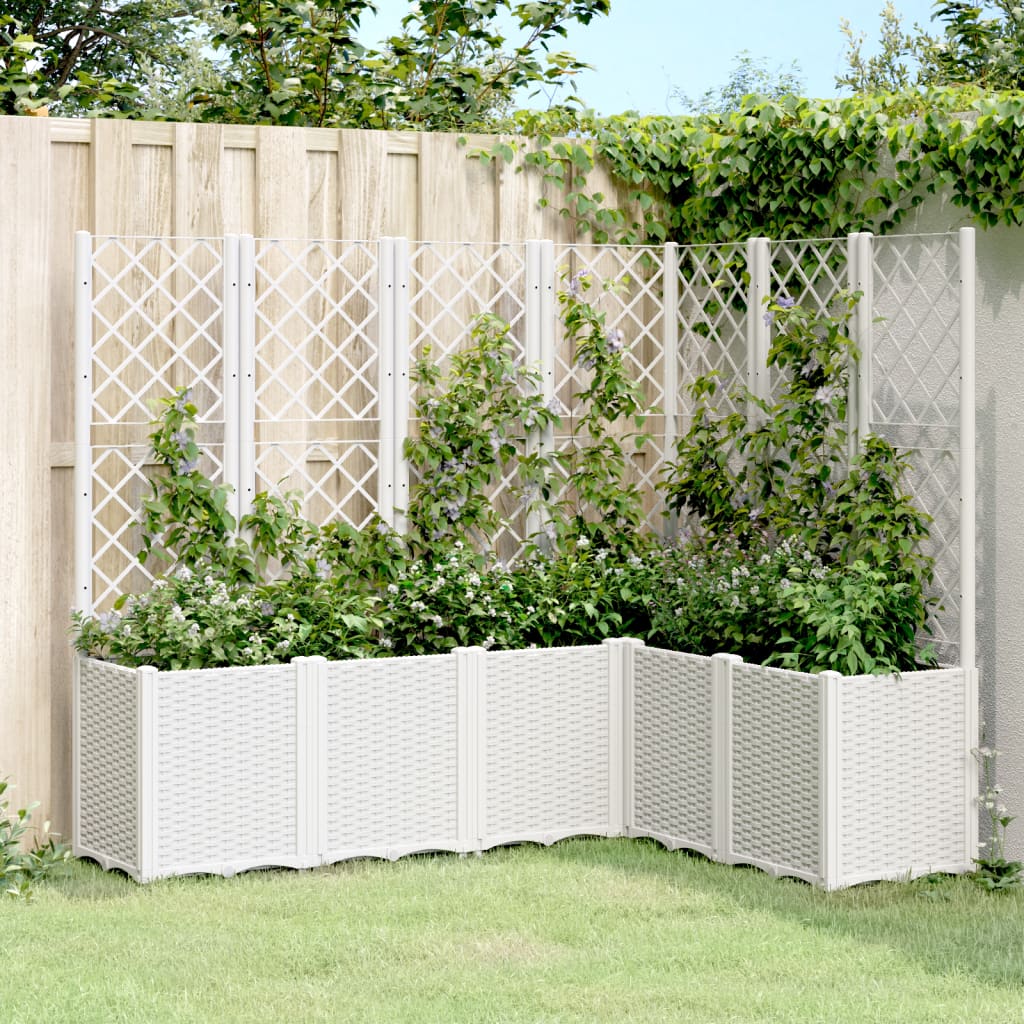 Vetonek Jardinera con enrejado PP blanco 160x120x140 cm