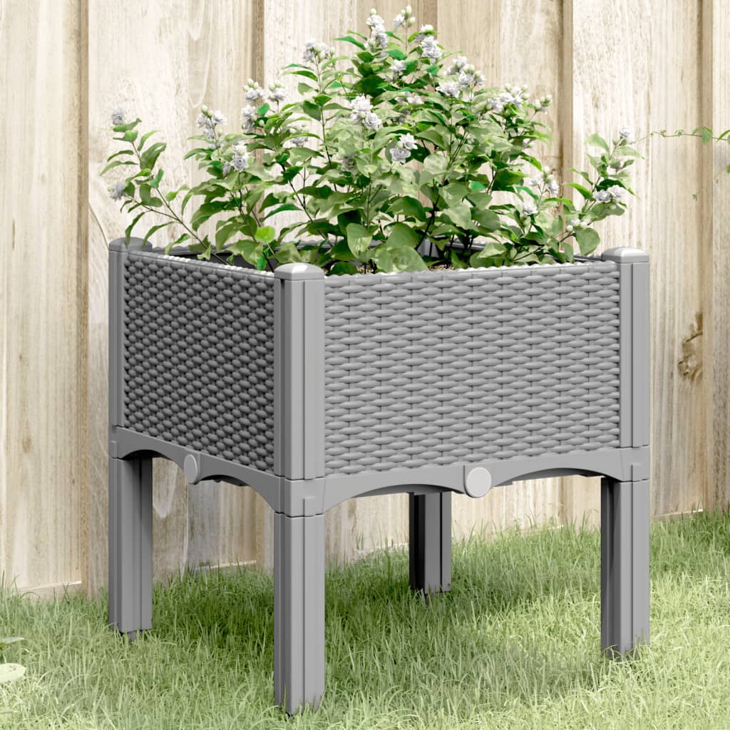 Vetonek Jardinera con patas PP gris claro 40x40x42 cm