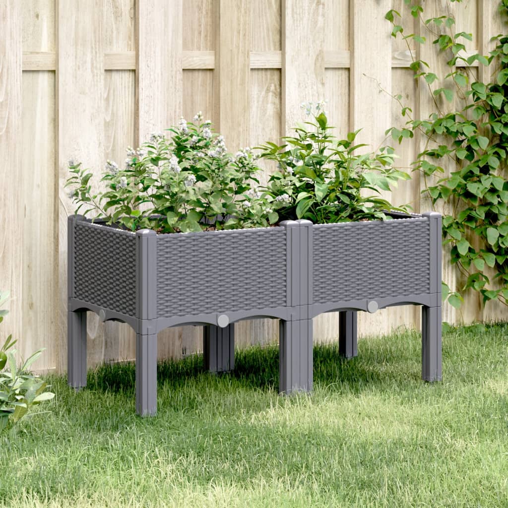 Vetonek Jardinera con patas PP azul gris 80x40x42 cm