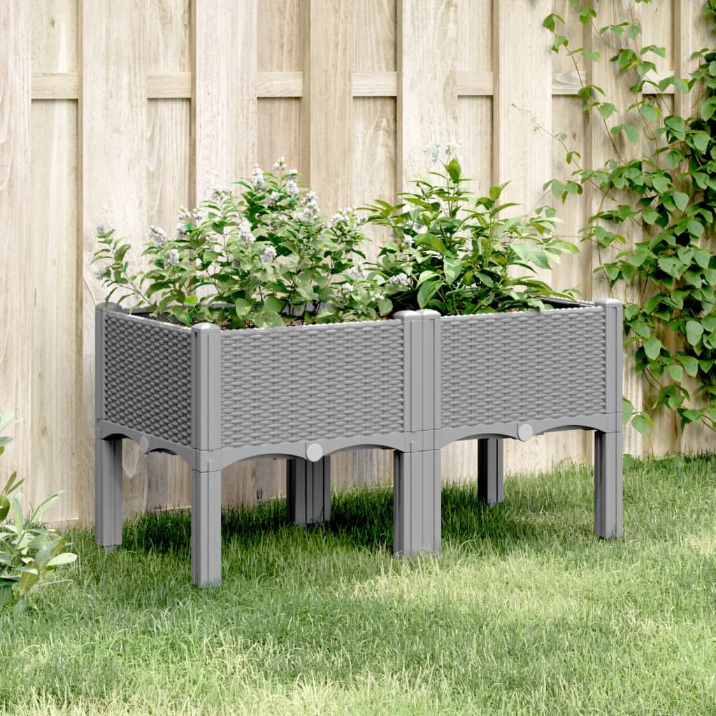 Vetonek Jardinera con patas PP gris claro 80x40x42 cm