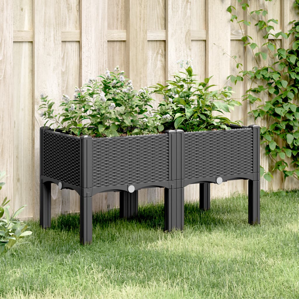 Vetonek Jardinera con patas PP negro 80x40x42 cm