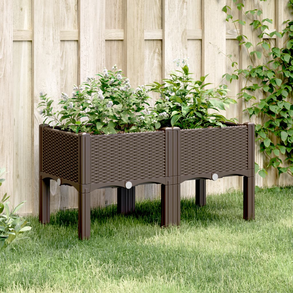 Vetonek Jardinera con patas PP marrón 80x40x42 cm