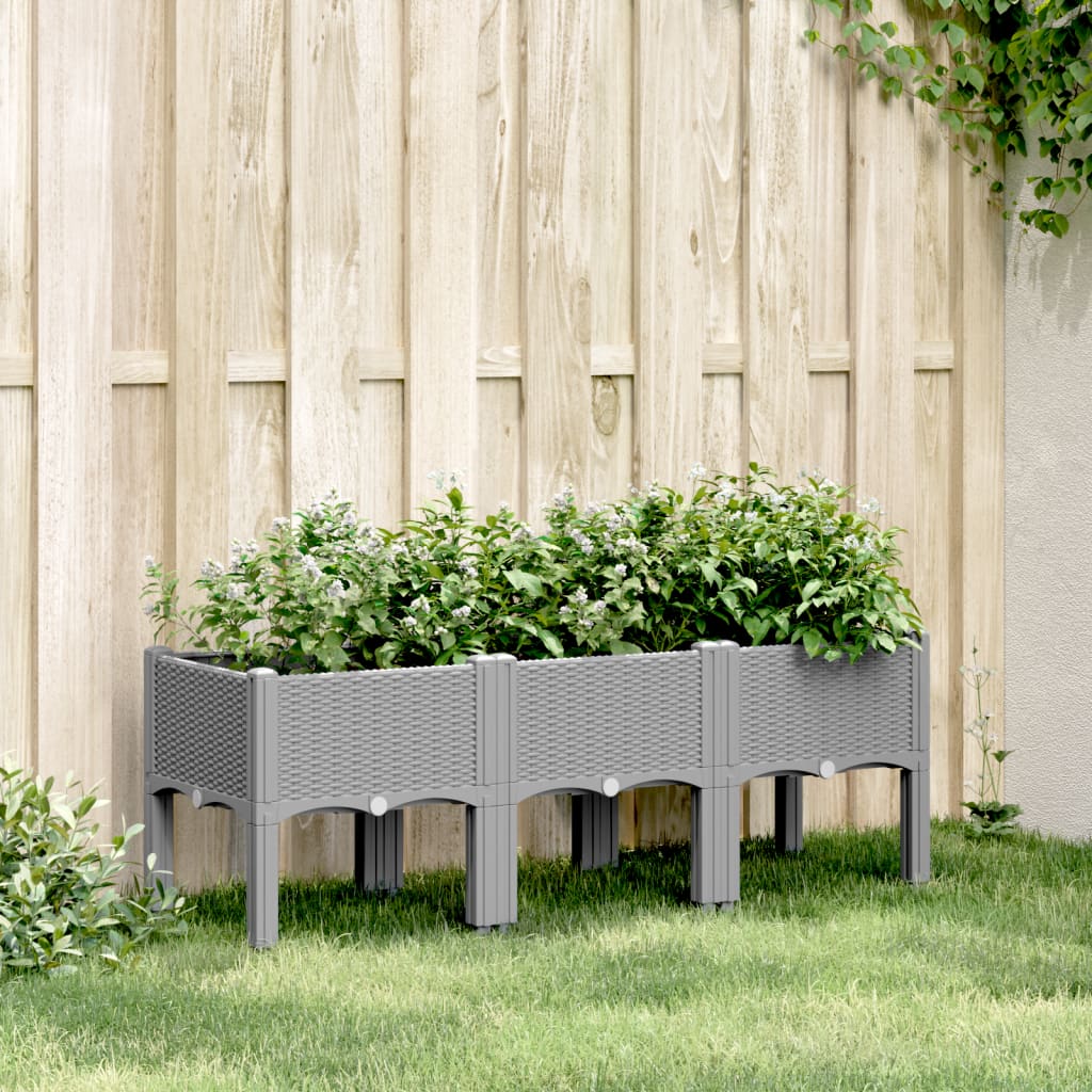 Vetonek Jardinera con patas PP gris claro 120x40x42 cm