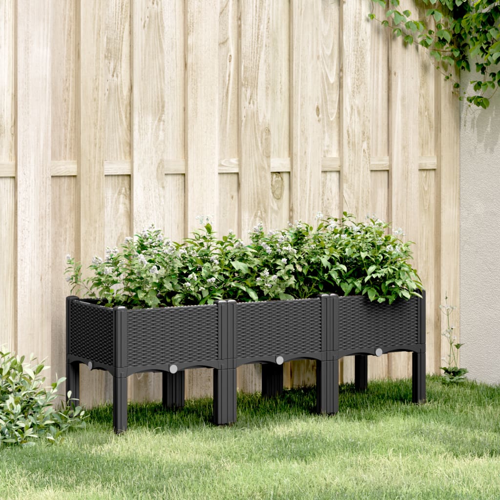 Vetonek Jardinera con patas PP negro 120x40x42 cm