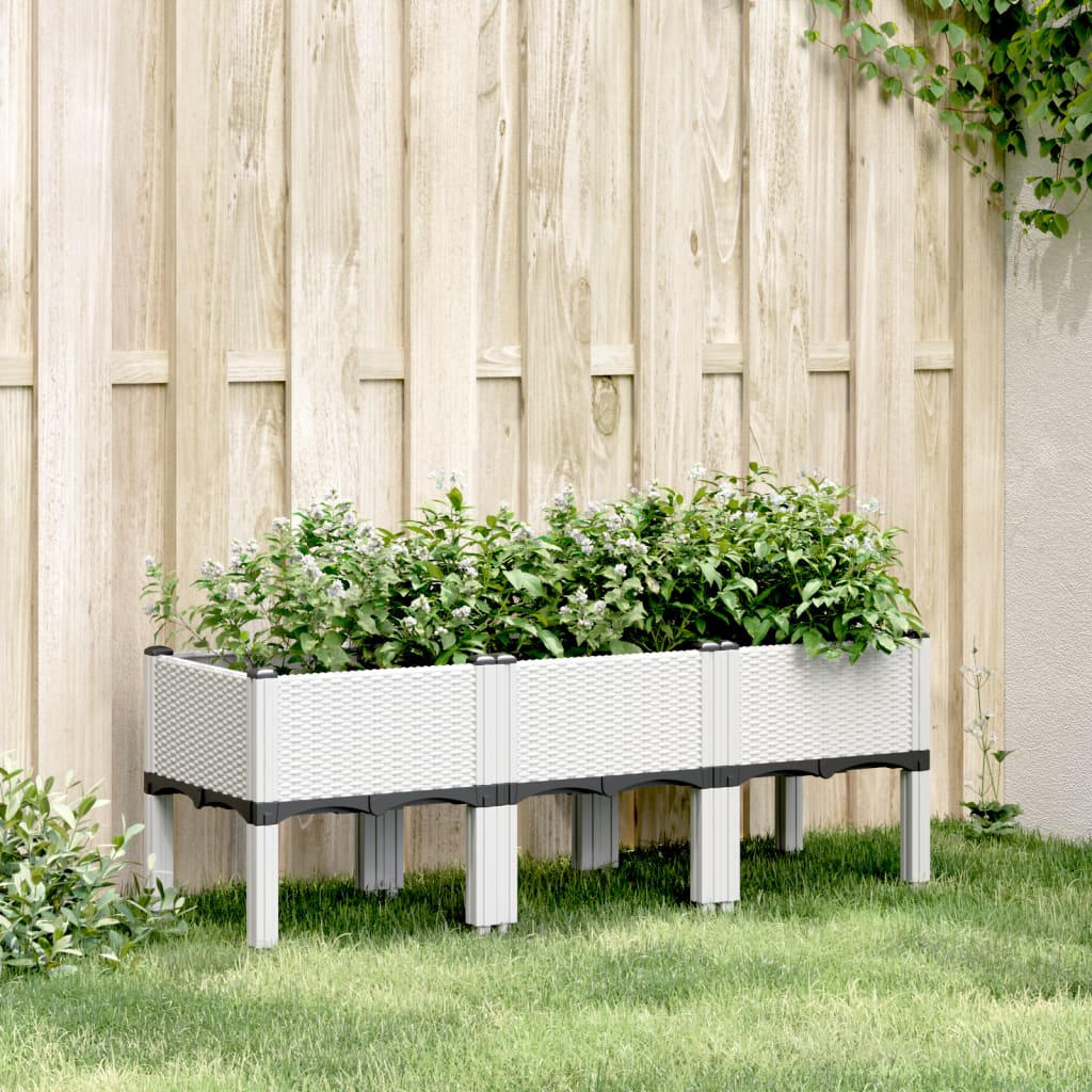 Vetonek Jardinera con patas PP blanco 120x40x42 cm