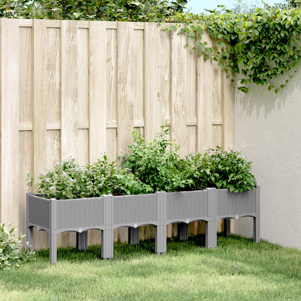 Vetonek Jardinera con patas PP gris claro 160x40x42 cm