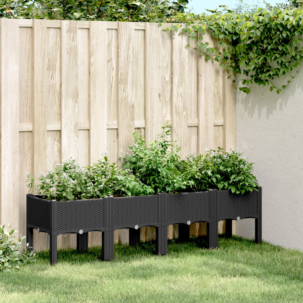 Vetonek Jardinera con patas PP negro 160x40x42 cm