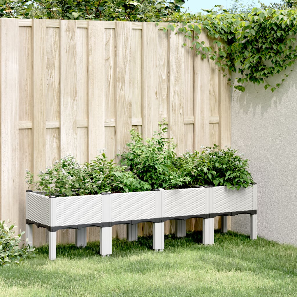 Vetonek Jardinera con patas PP blanco 160x40x42 cm