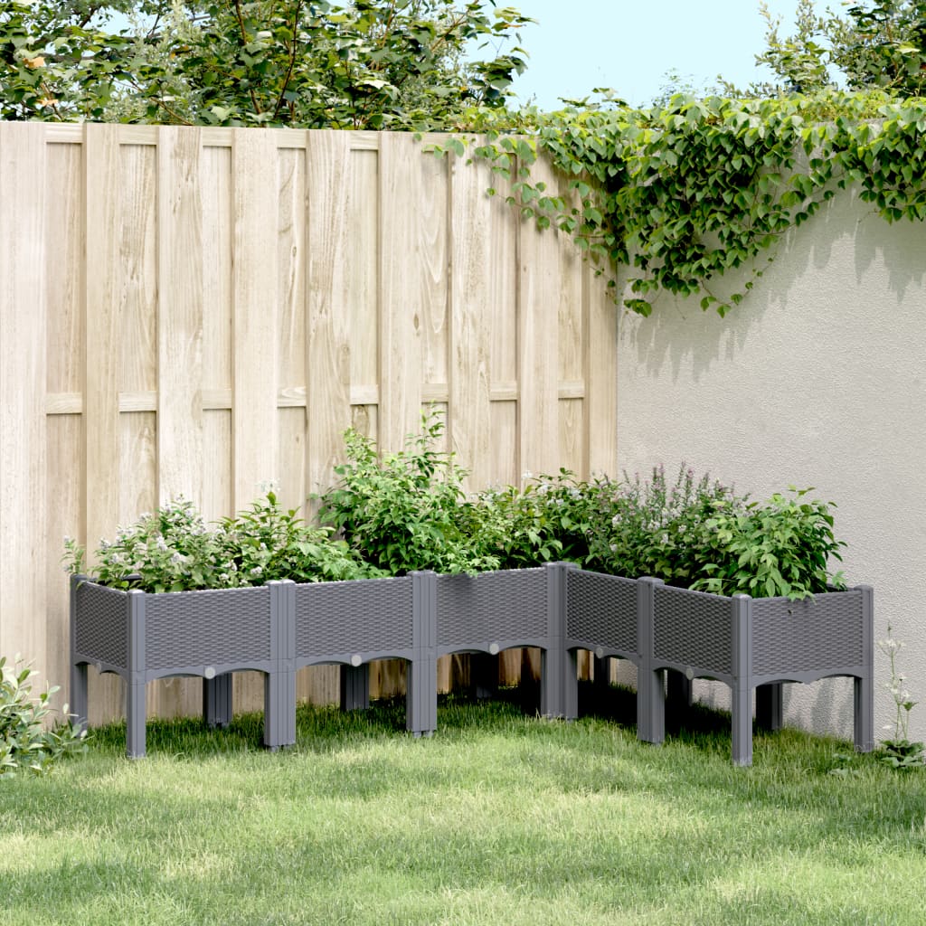 Vetonek Jardinera con patas PP azul gris 160x120x42 cm