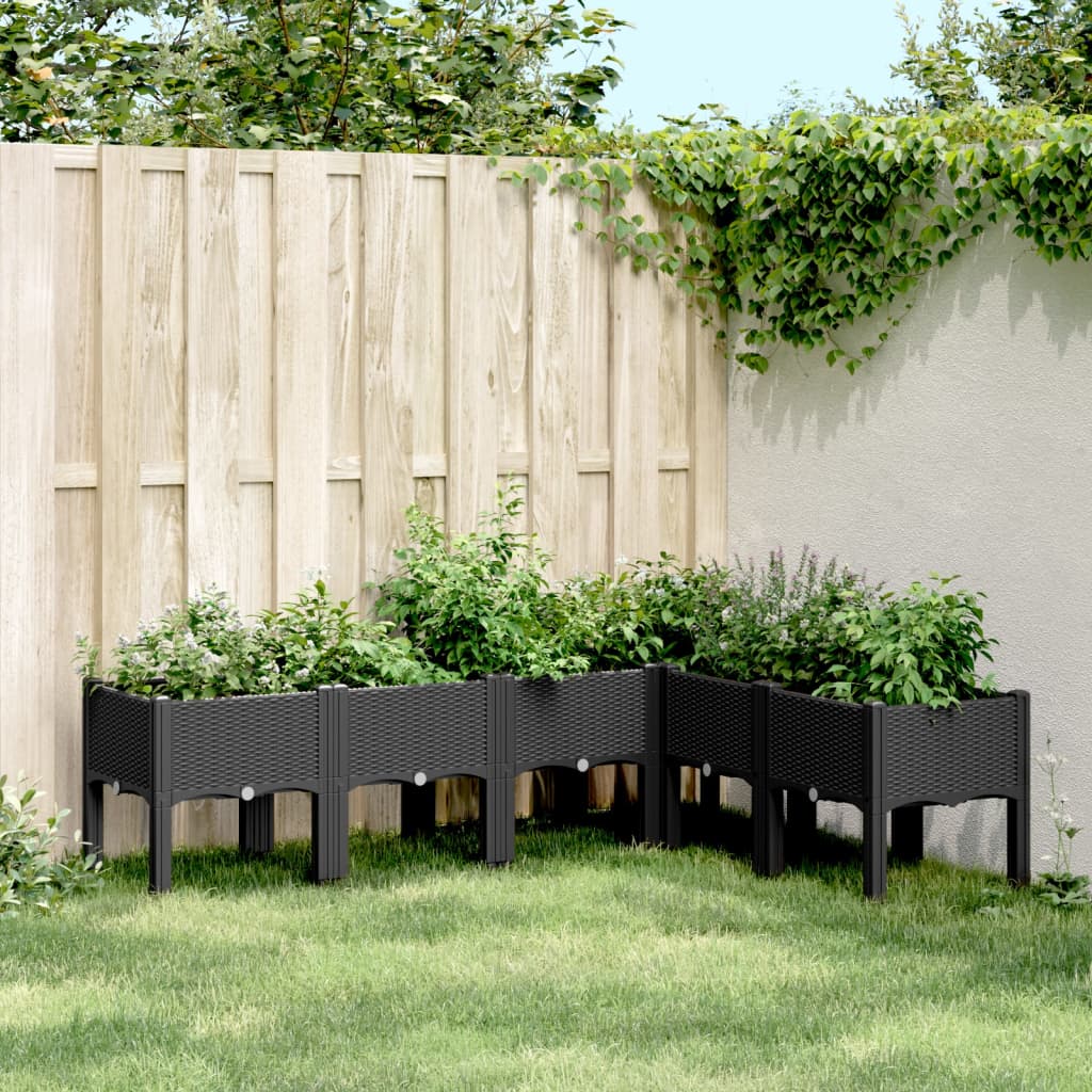 Vetonek Jardinera con patas PP negro 160x120x42 cm