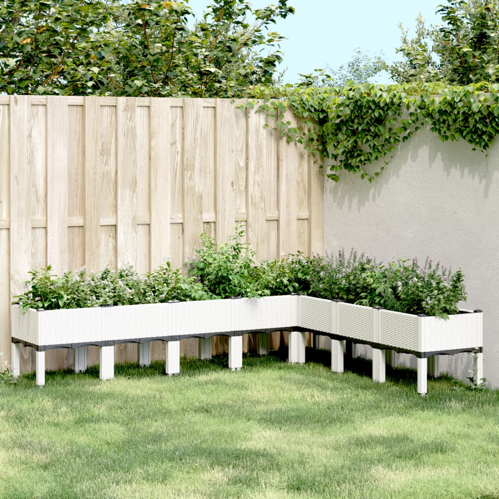 Vetonek Jardinera con patas PP blanco 200x160x42 cm