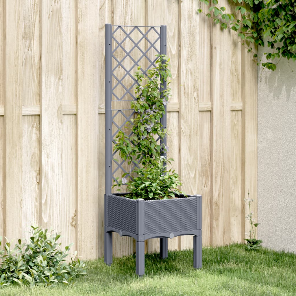 Vetonek Jardinera con enrejado PP azul gris 40x40x142 cm