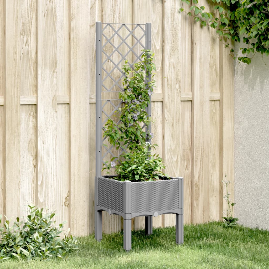 Vetonek Jardinera con enrejado PP gris claro 40x40x142 cm