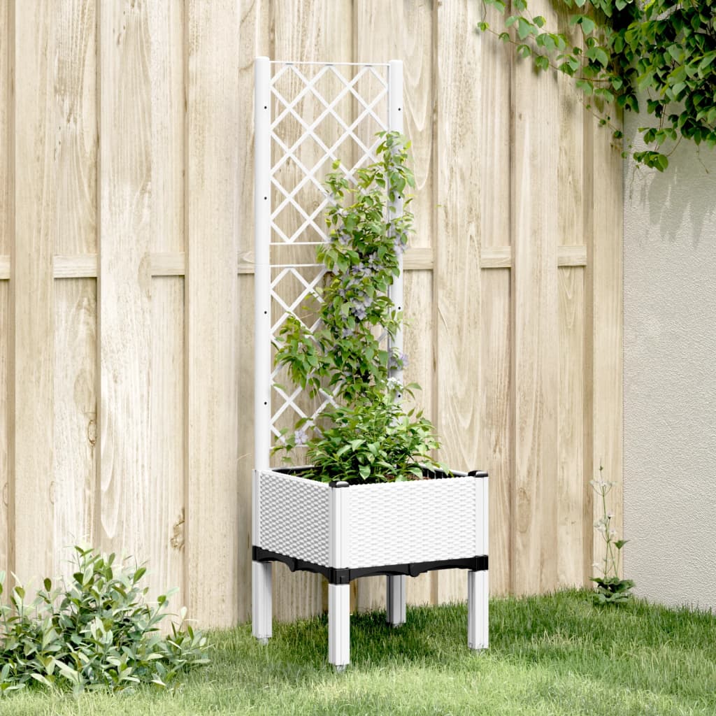 Vetonek Jardinera con enrejado PP blanco 40x40x142 cm