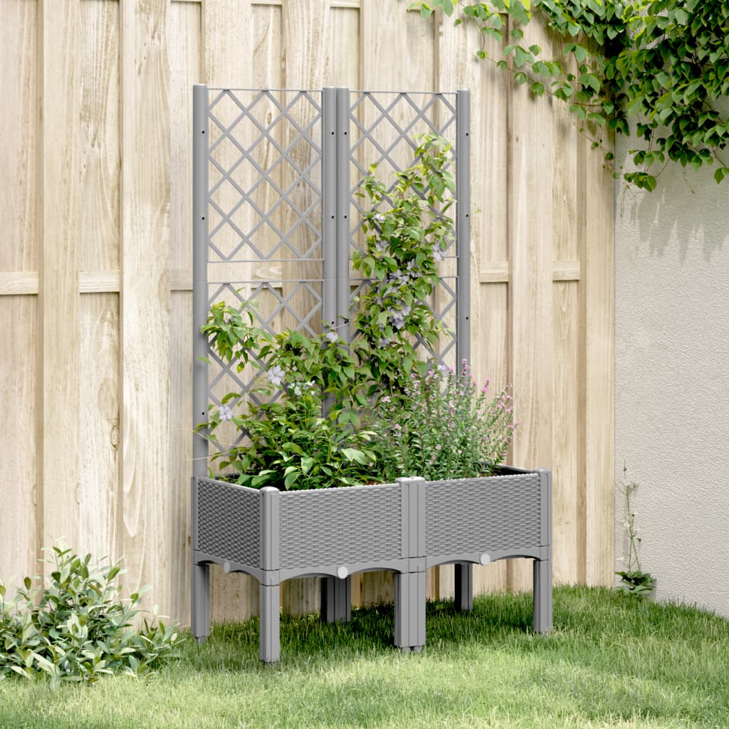 Vetonek Jardinera con enrejado PP gris claro 80x40x142 cm