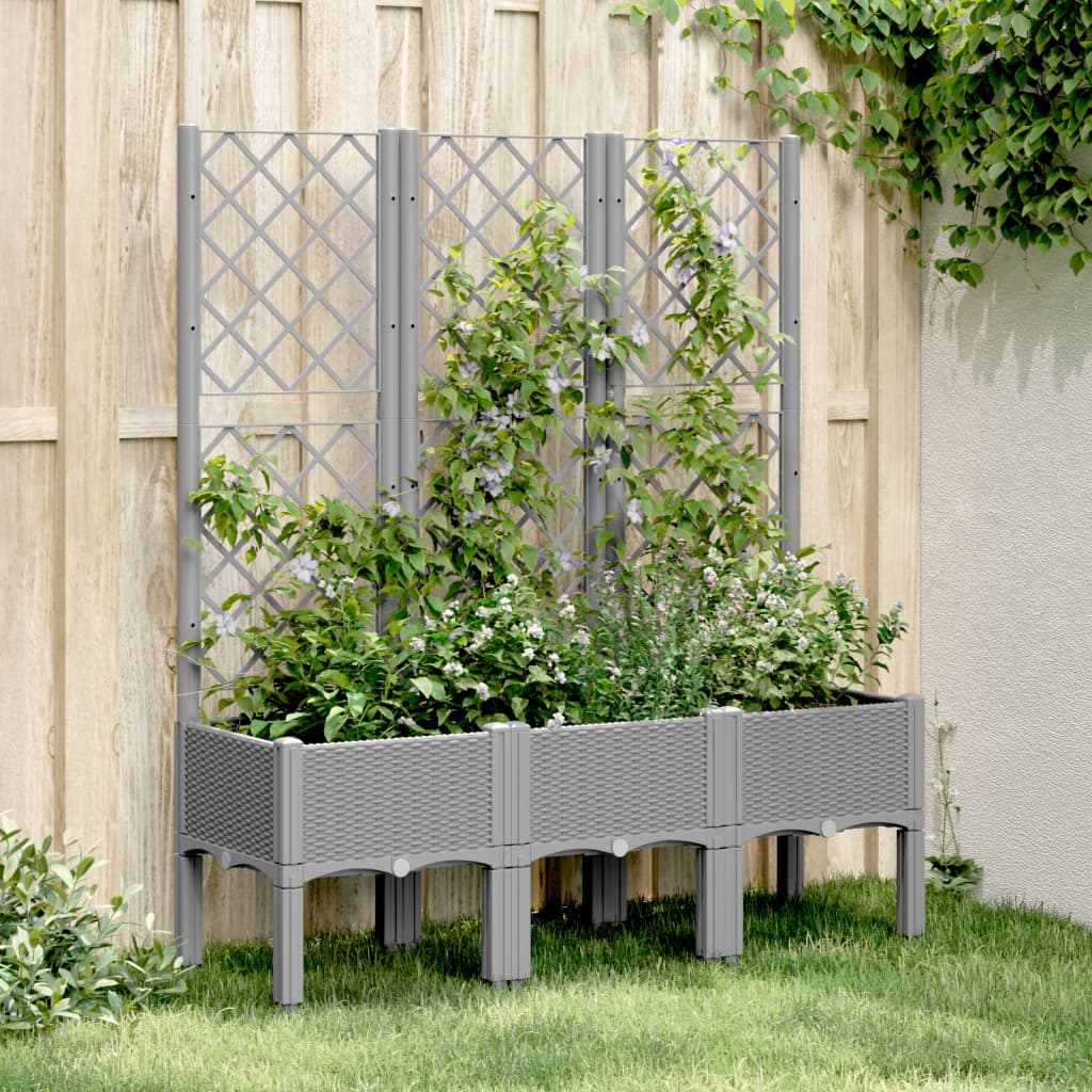 Vetonek Jardinera con enrejado PP gris claro 120x40x142 cm