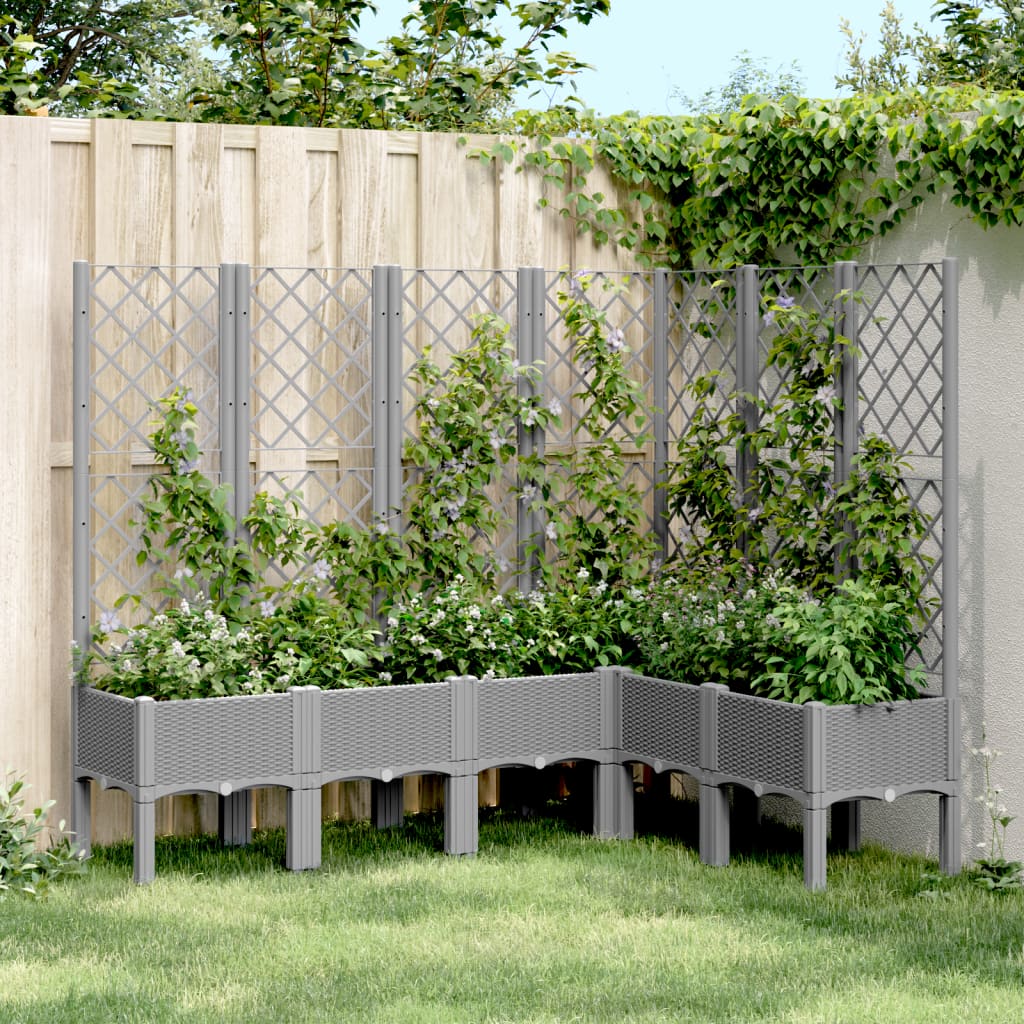 Vetonek Jardinera con enrejado PP gris claro 160x120x142 cm