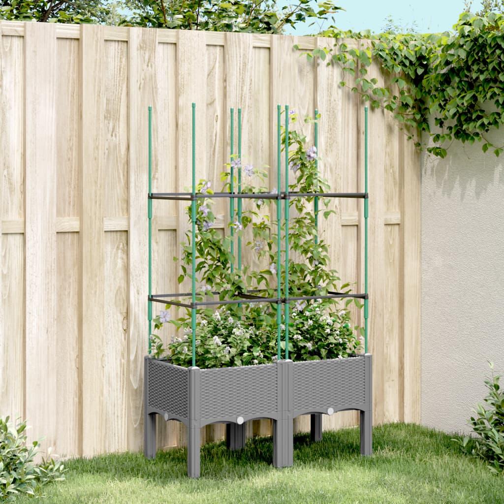 Vetonek Jardinera con enrejado PP gris claro 80x40x142,5 cm