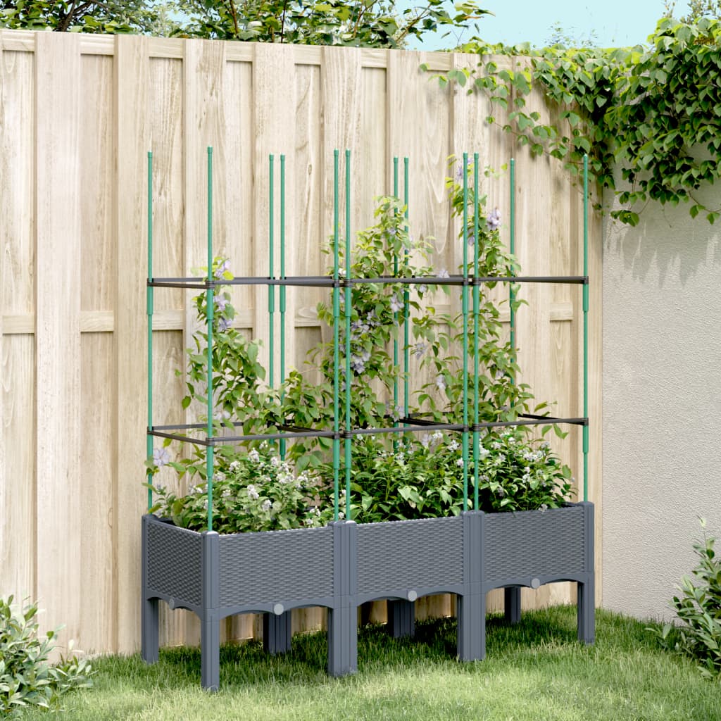 Vetonek Jardinera con enrejado PP azul gris 120x40x142,5 cm