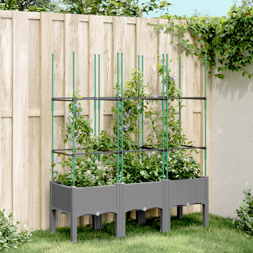 Vetonek Jardinera con enrejado PP gris claro 120x40x142,5 cm