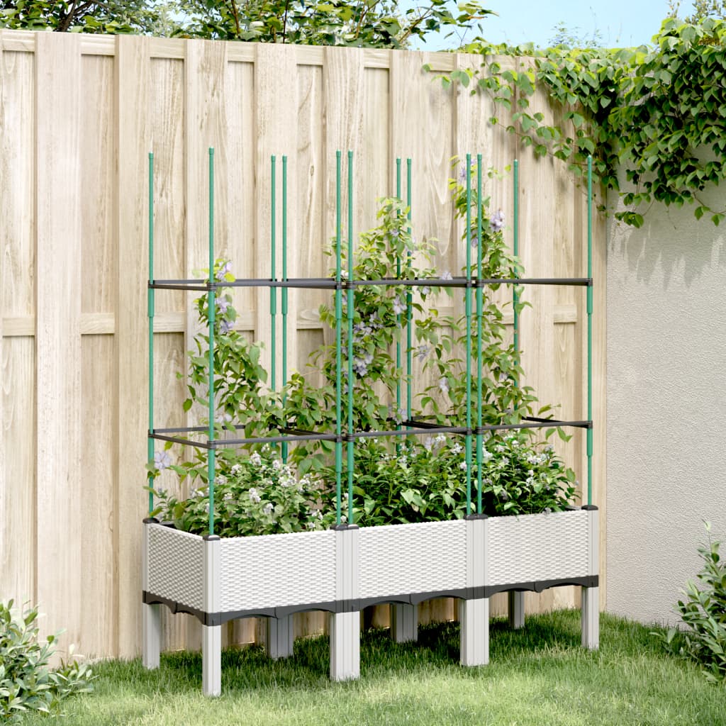 Vetonek Jardinera con enrejado PP blanco 120x40x142,5 cm