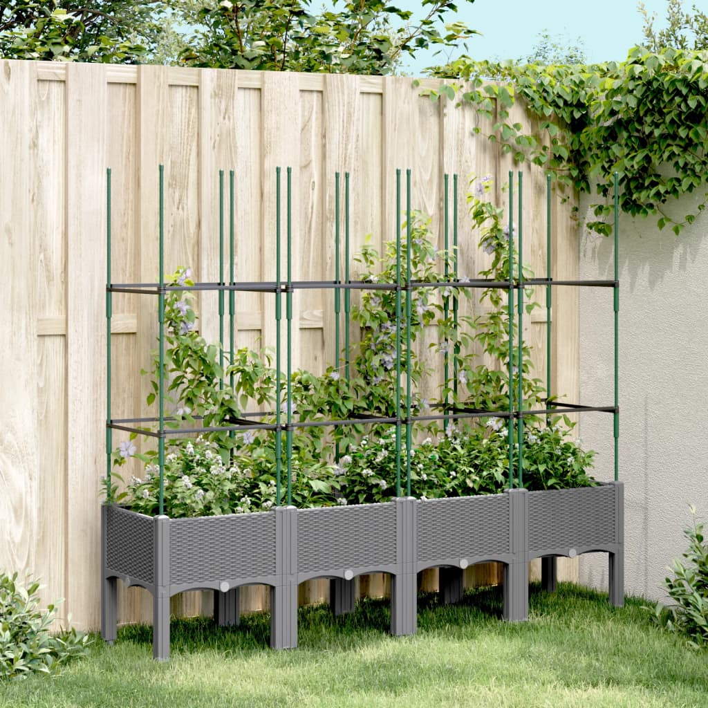 Vetonek Jardinera con enrejado PP gris claro 160x40x142,5 cm