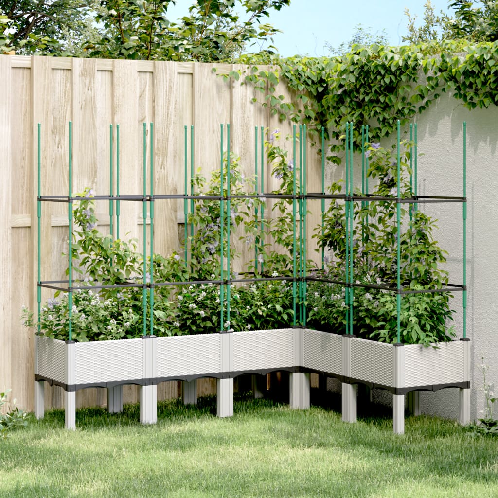 Vetonek Jardinera con enrejado PP blanco 160x120x142,5 cm