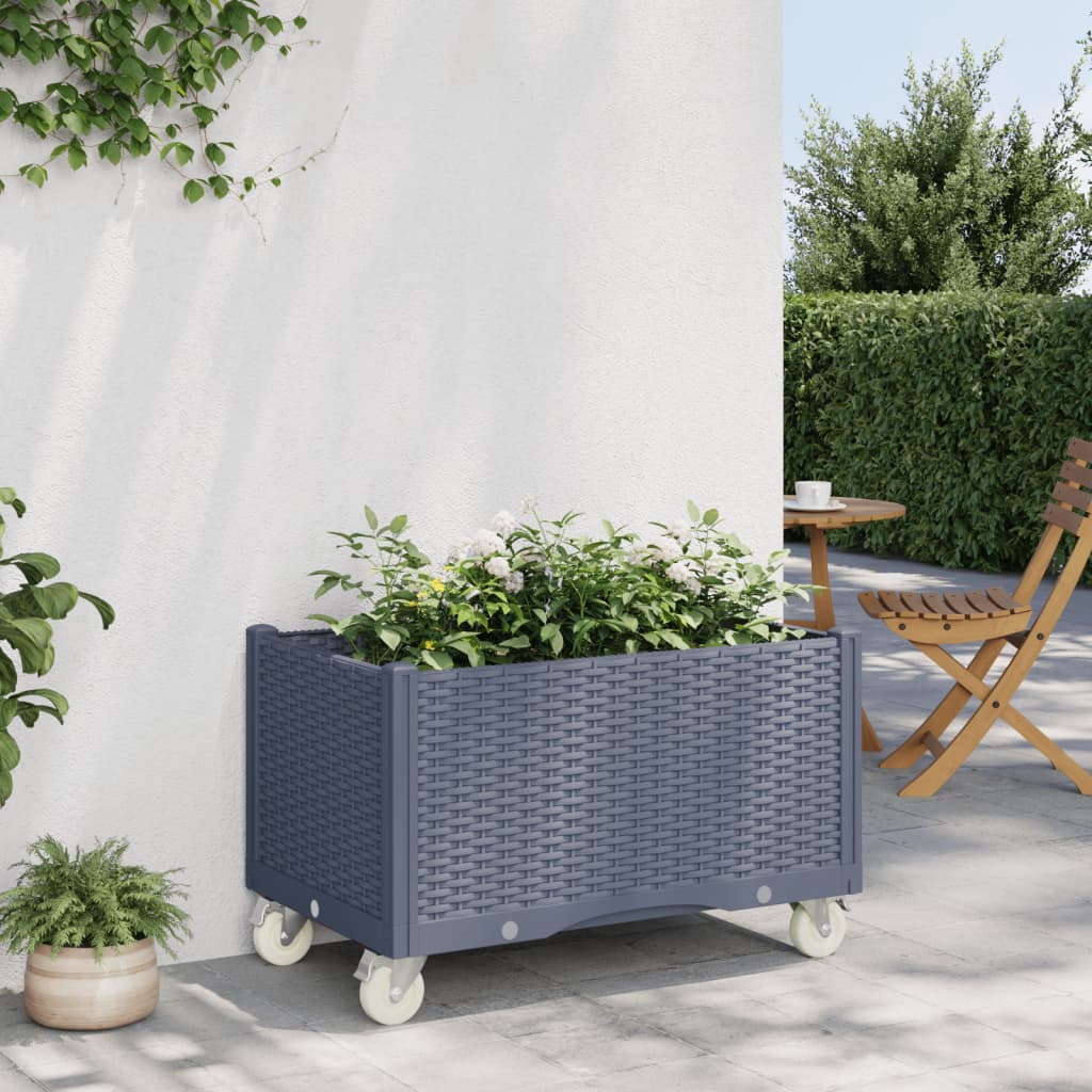 Vetonek Jardinera con ruedas PP azul gris 80x50x54 cm