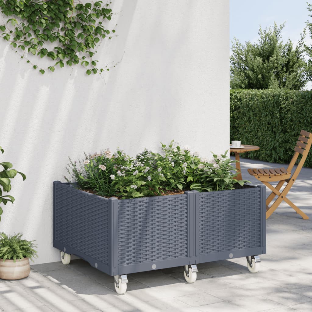 Vetonek Jardinera con ruedas PP azul gris 100x80x54 cm