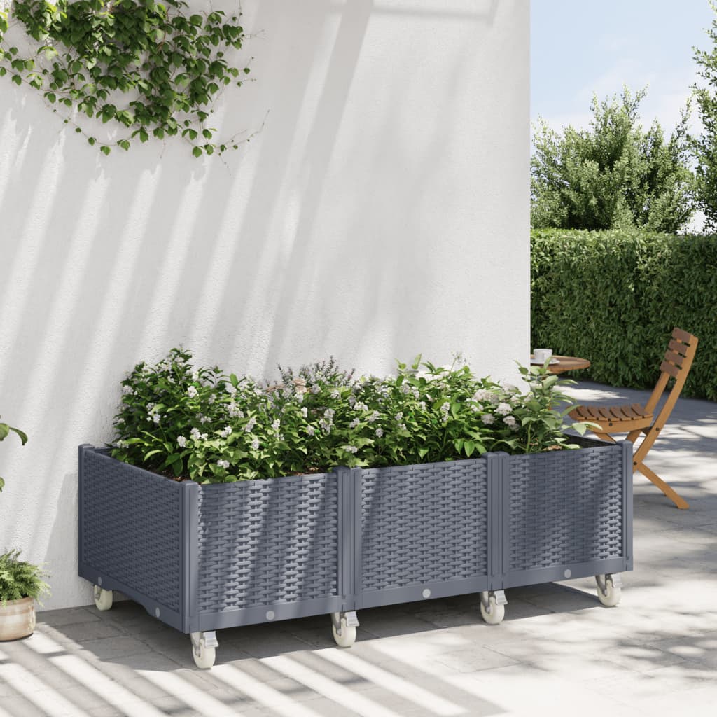 Vetonek Jardinera con ruedas PP azul gris 150x80x54 cm