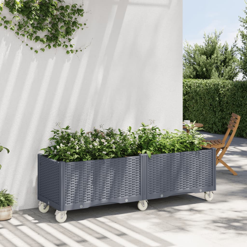 Vetonek Jardinera con ruedas PP azul gris 160x50x54 cm