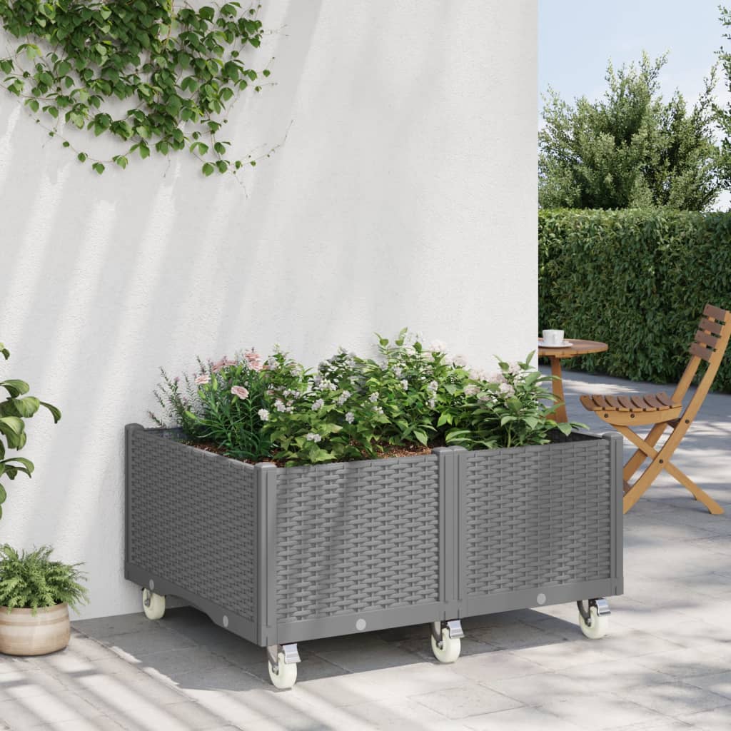 Vetonek Jardinera con ruedas PP gris claro 100x80x54 cm