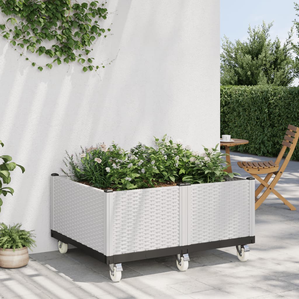 Vetonek Jardinera con ruedas PP blanco 100x80x54 cm