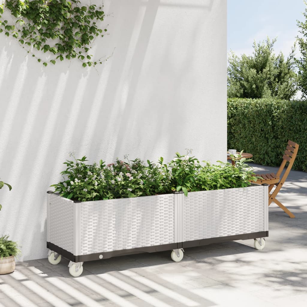 Vetonek Jardinera con ruedas PP blanco 160x50x54 cm