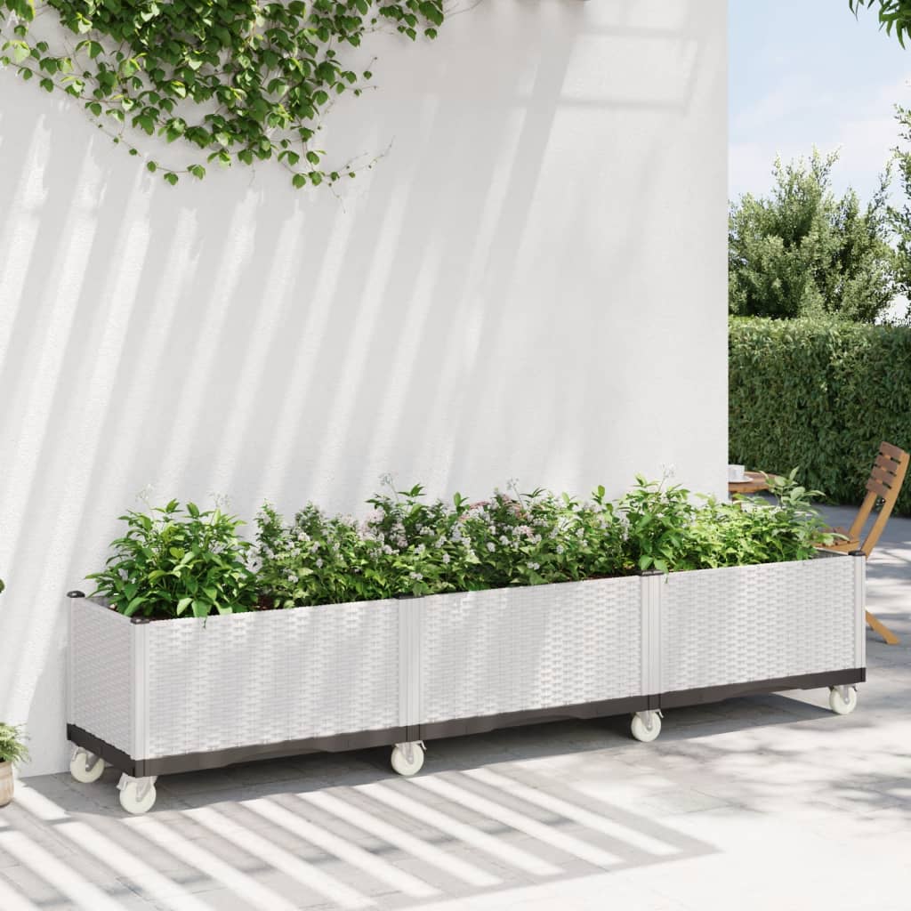 Vetonek Jardinera con ruedas PP blanco 240x50x54 cm